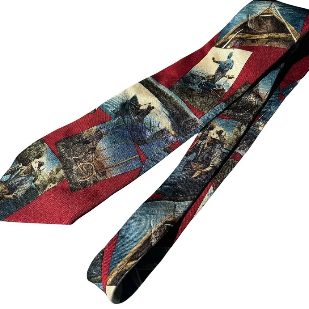 Vintage Eddie‎ Bauer 100% Silk Neck Tie Fisherman Made in USA